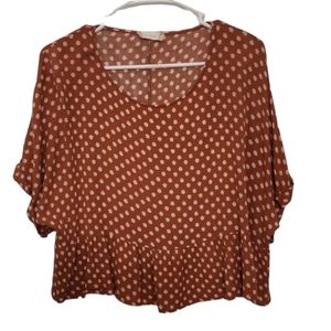 ⭐️Altar'd state burnt orange top with white floral print size Large